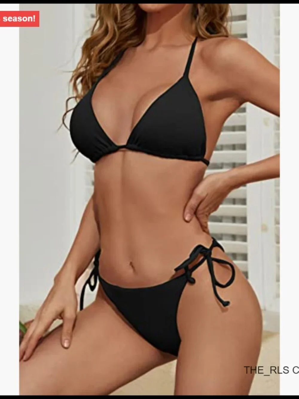 Recycled Polyester Spandex Ribbed Triangle Top String Cheeky Bikini Set